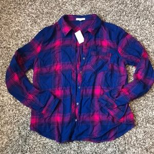 Maurice’s Flannel Button Down Blue and Pink